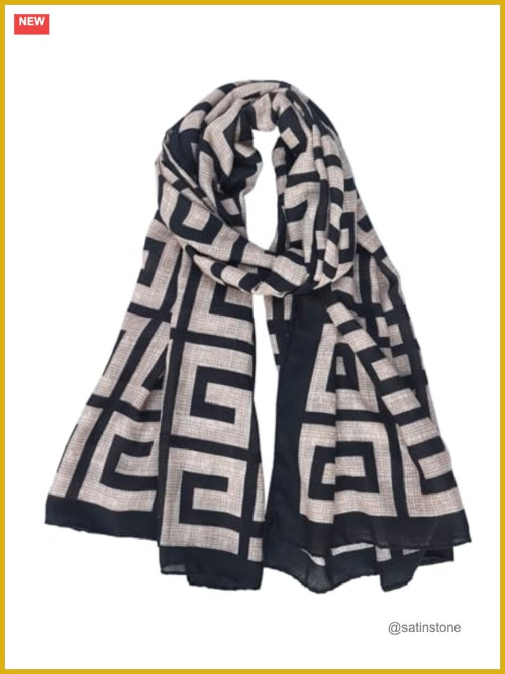 Geometric Print Cotton Linen Shawl Womens Oversized Scarf Wrap
